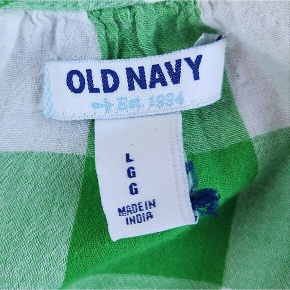 🍑Old Navy Green Checkered Buttoned Sleeveless Top Large - Picture 8 of 11